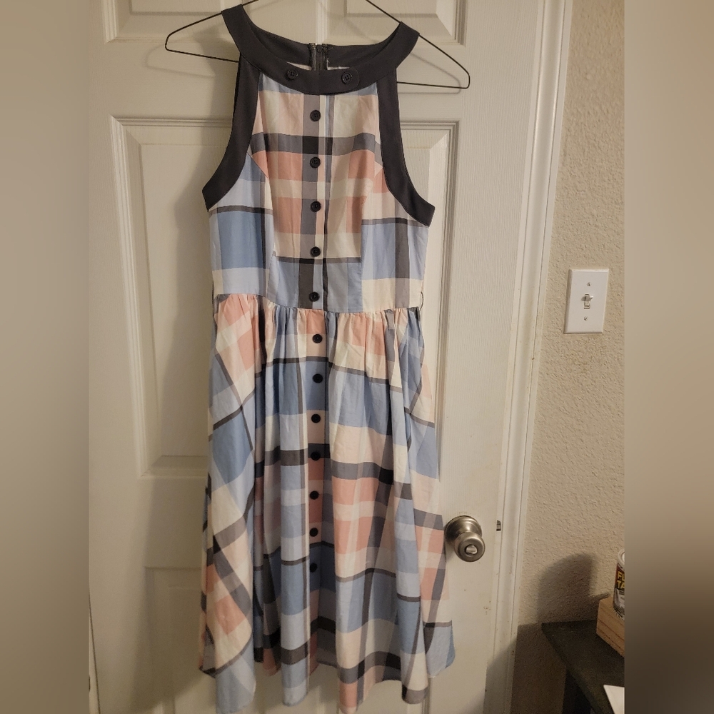 Unique Vintage "Maxine" Pink And Blue Dress